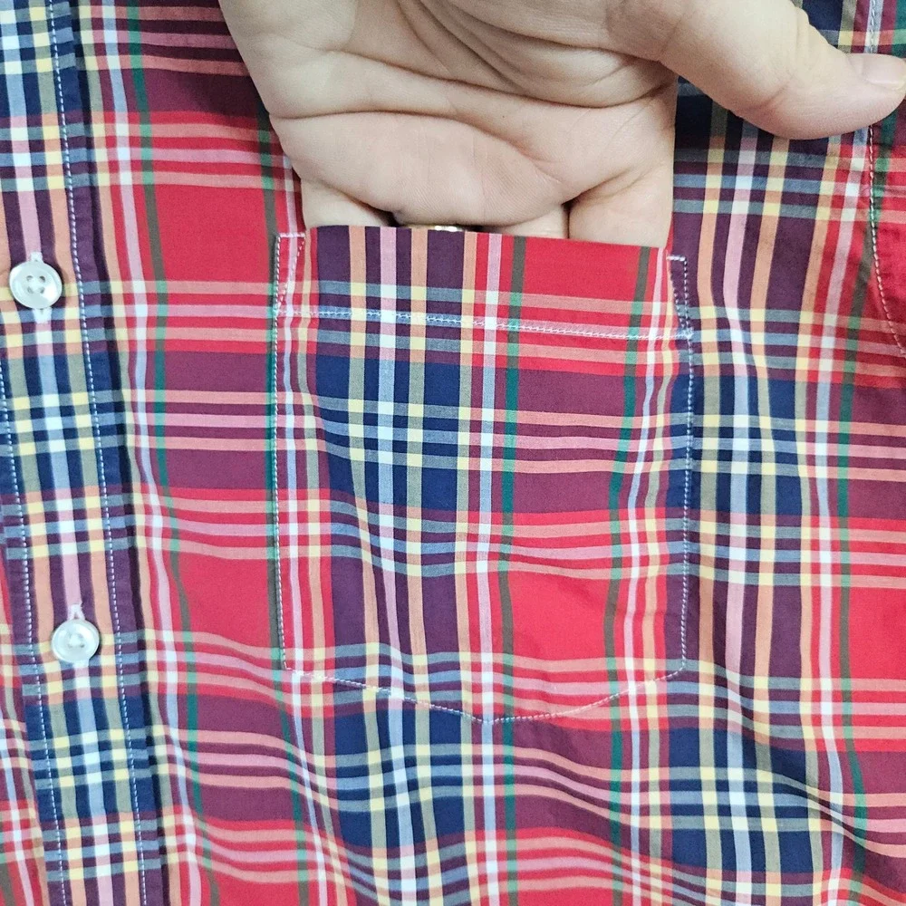 J Crew Men's Multicolor Plaid‎ Light Weight Shirt Size M 100% Cotton Button Down